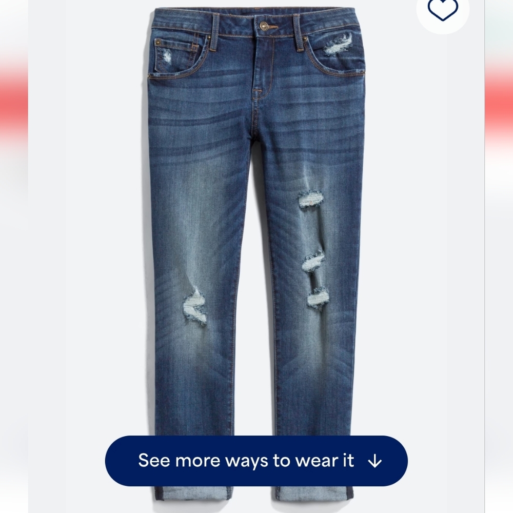 Just USA Dark Blue Distressed Straight Leg Jeans